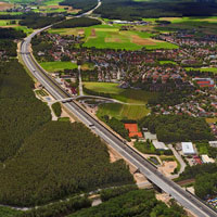 Luftbild des 6-streifigen Ausbaus der A 6 zwischen den Anschlussstellen Schwabach-West und Roth © Hajo Dietz - Nürnberg Luftbild