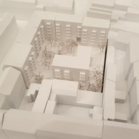 Modellfoto des Siegerentwurfs der Dömges Architekten AG für das BayernHeim-Projekt in Fürth © Dömges Architekten AG