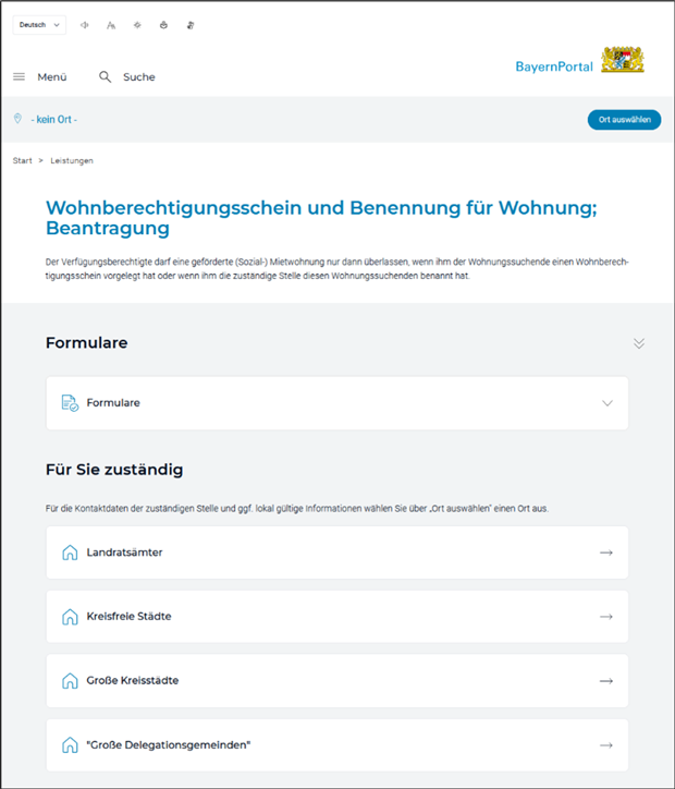 Screenshot Infoseite Wohnberechtigungsschein Screenshot Infoseite Wohnberechtigungsschein