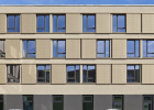 Studentenwohnheim in Augsburg, Bürgermeister-Ulrich-Straße, Ansicht Innenhof mit Schiebeelementen
