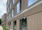 Studierendenwohnheim in München, Sintpertstraße, Ansicht der Fassade 